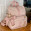 Mochila Maternidade 2 em 1 Glam Linho Rosé com Fita Rosé