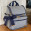 Mochila Maternidade 2 em 1 Linho Cinza com Azul Marinho