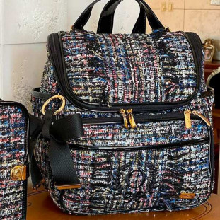 Mochila Maternidade 2 em 1 Tweed Preto 
