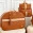 Kit Maternidade Mala e Bolsa Média Glam Caramelo com Fita Listrada Bege