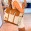 Bolsa Maternidade Cleo Linho Bege com Caramelo