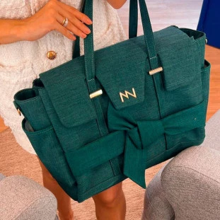 Bolsa Maternidade Cleo Linho Verde Nós