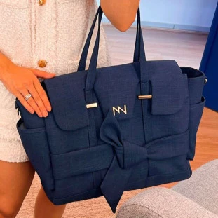 Bolsa Maternidade Cleo Linho Marinho Nós
