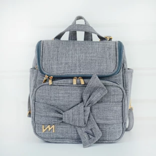 Mochila Maternidade 2 em 1 Linho Cinza Nós 