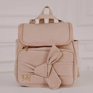 Mochila Maternidade 2 em 1 Linho Rosé Nós 